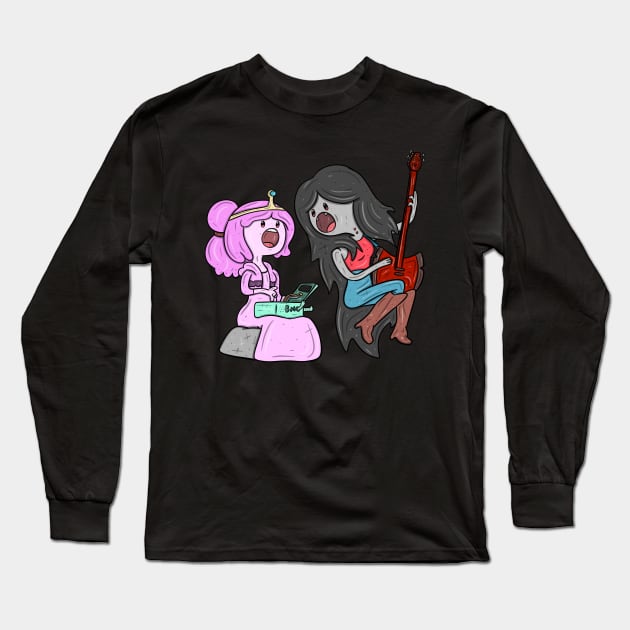 Princess Bubblegum and Marceline Singing Long Sleeve T-Shirt by surfinggiraffecomics